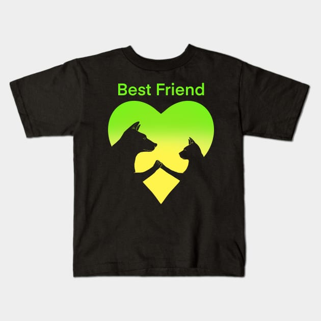 Dog and cat best friend love Kids T-Shirt by Artardishop